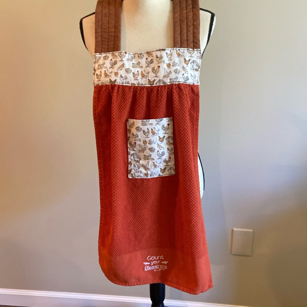 Handmade Rooster Apron. No Ties, Just Slip Over. One Size Fits All